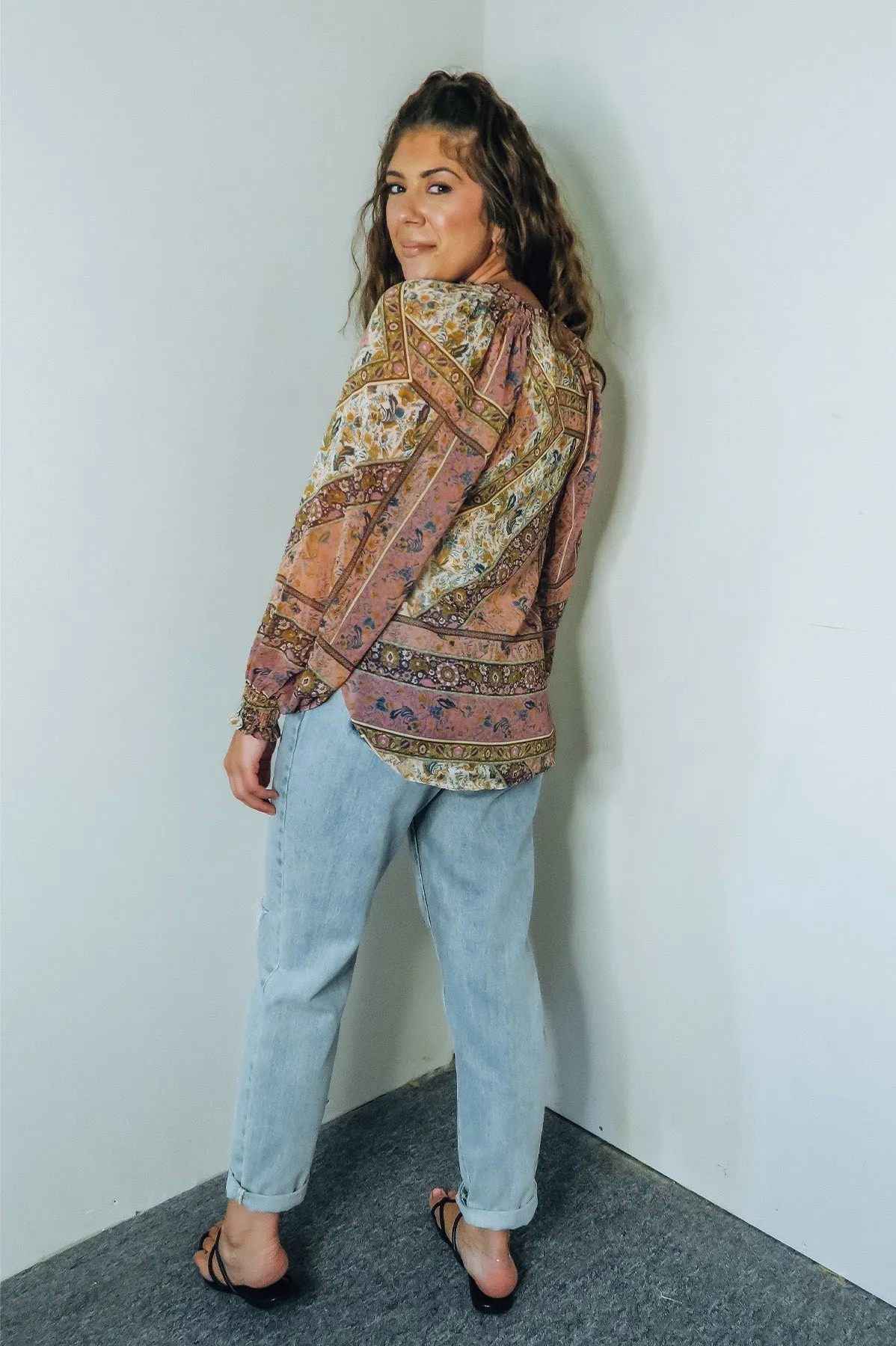 'Reese' Semi-Sheer Button-Up Blouse