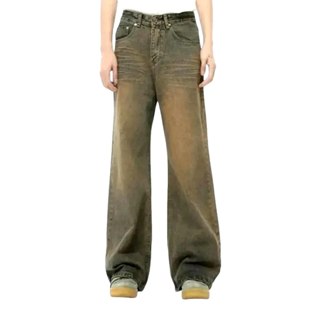 Retro faded wide fit jeans for men