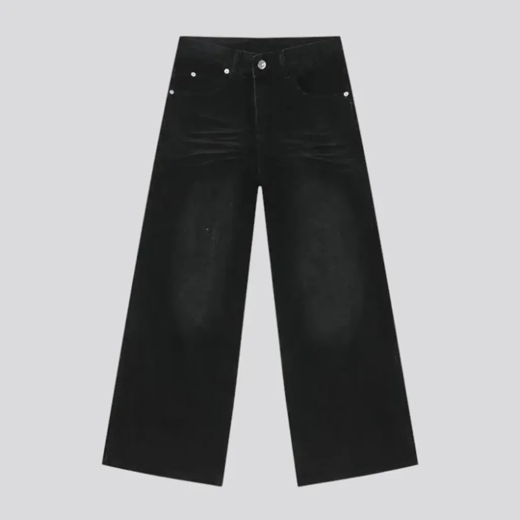 Retro faded wide fit jeans for men