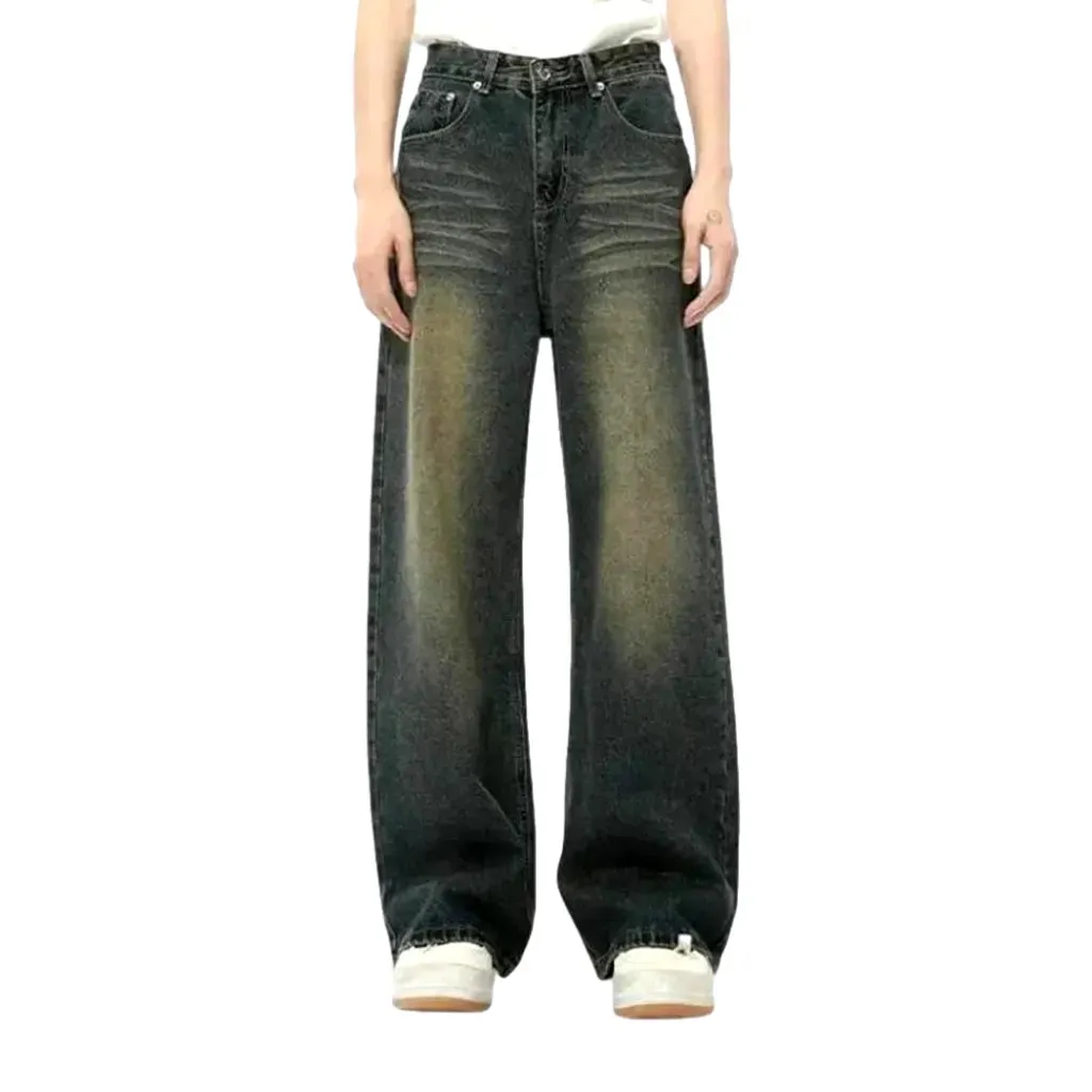 Retro faded wide fit jeans for men