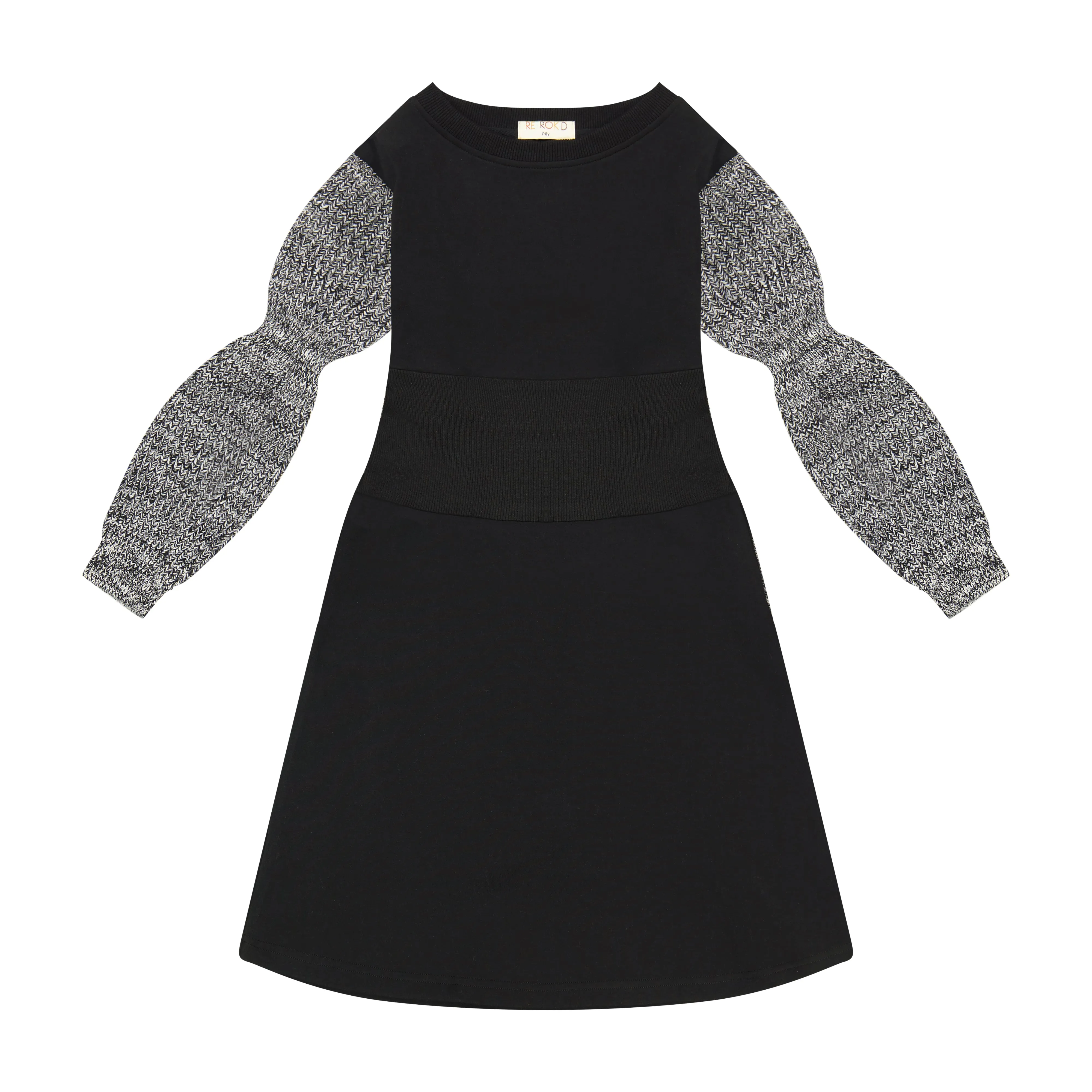 Retrokid Scuba Knit Twirl Dress Black/Cream