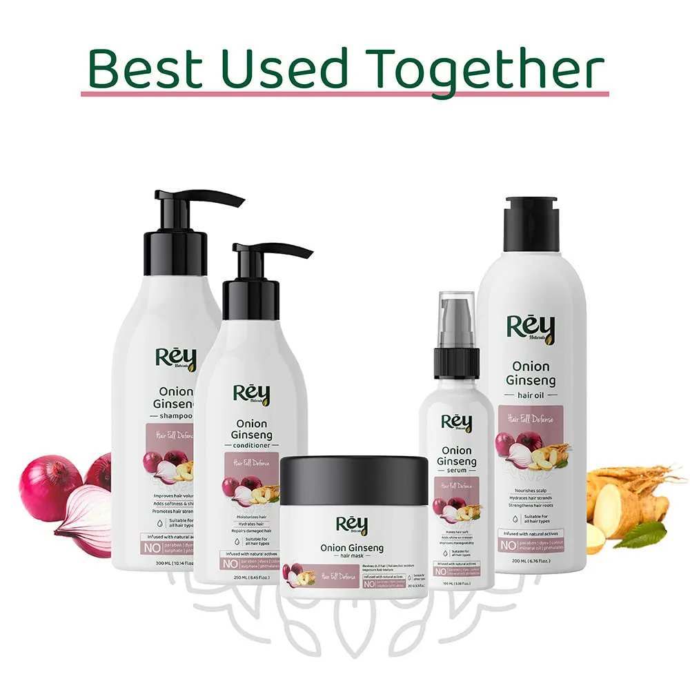 Rey Naturals Onion Ginseng Conditioner for Hair fall Defense | With Natural Actives | Paraben and Sulphate Free | For Deep Conditioning & Healthy Hair | 250 ML
