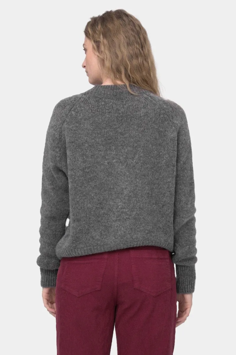 Ribbed V Neck Buttoned Sweater