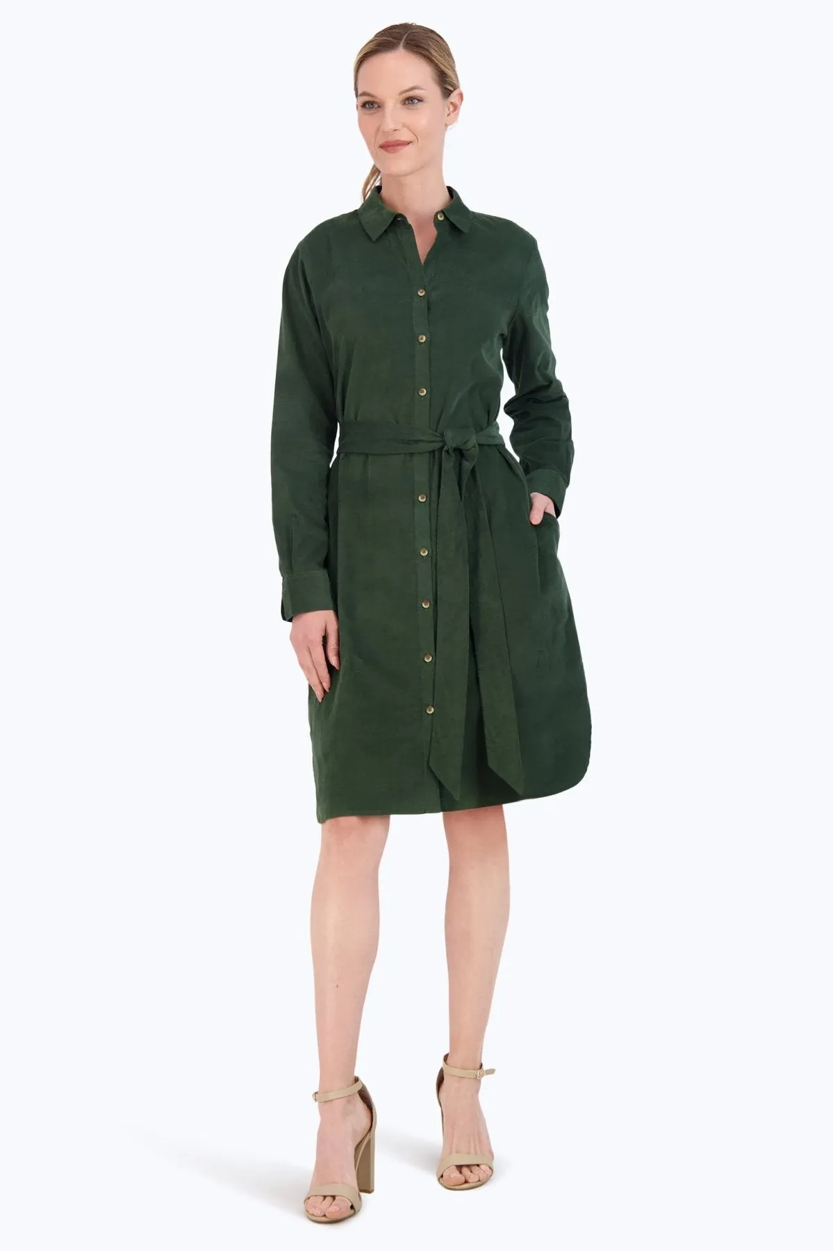 Rocca Pinwale Corduroy Dress, Dark Green