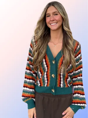 ROCK AND ROLL COLORFUL SHORT CARDIGAN