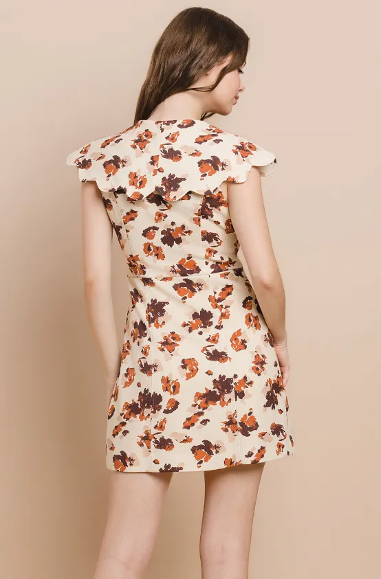 Rowan Floral Print Scalloped Detail Dress
