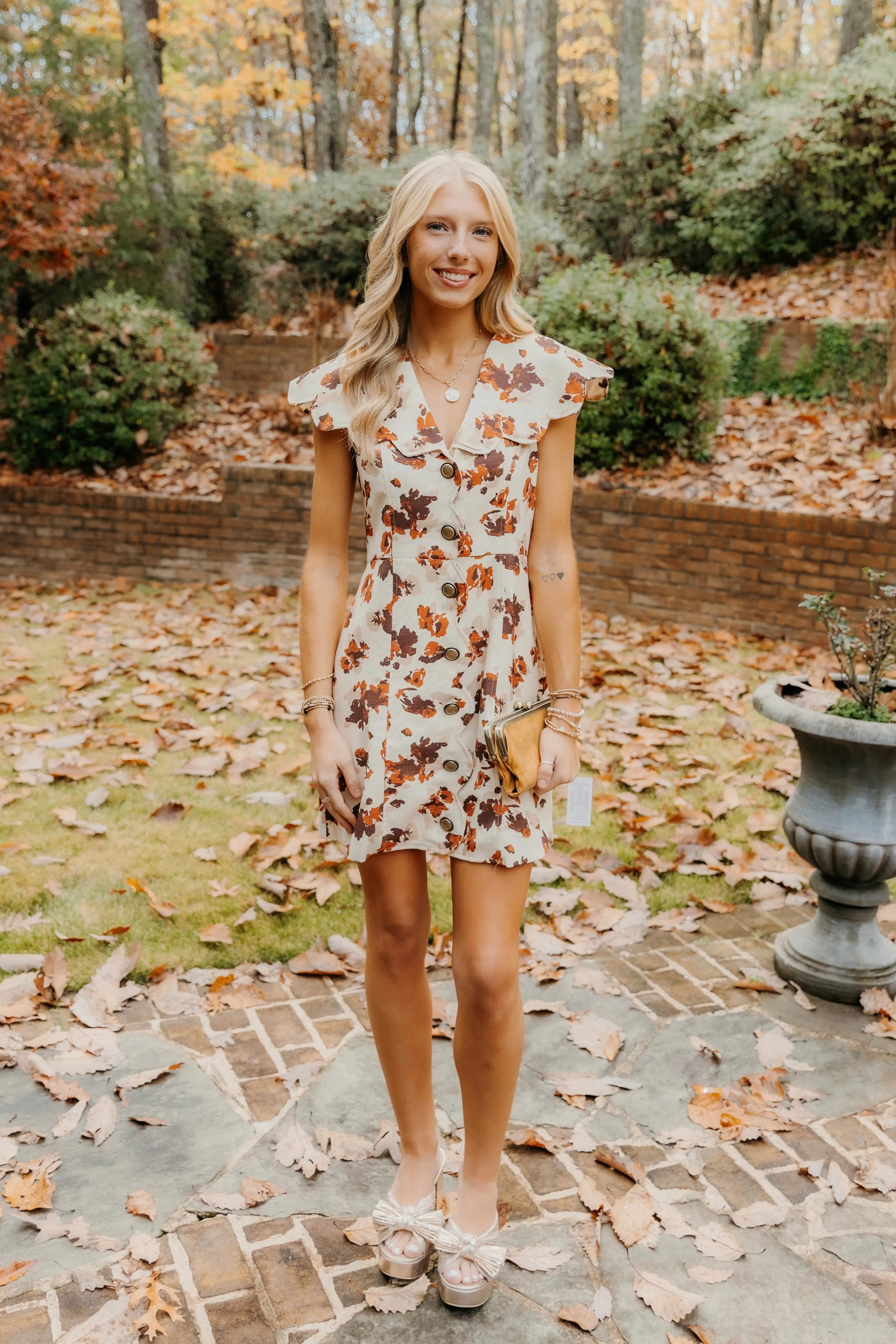 Rowan Floral Print Scalloped Detail Dress