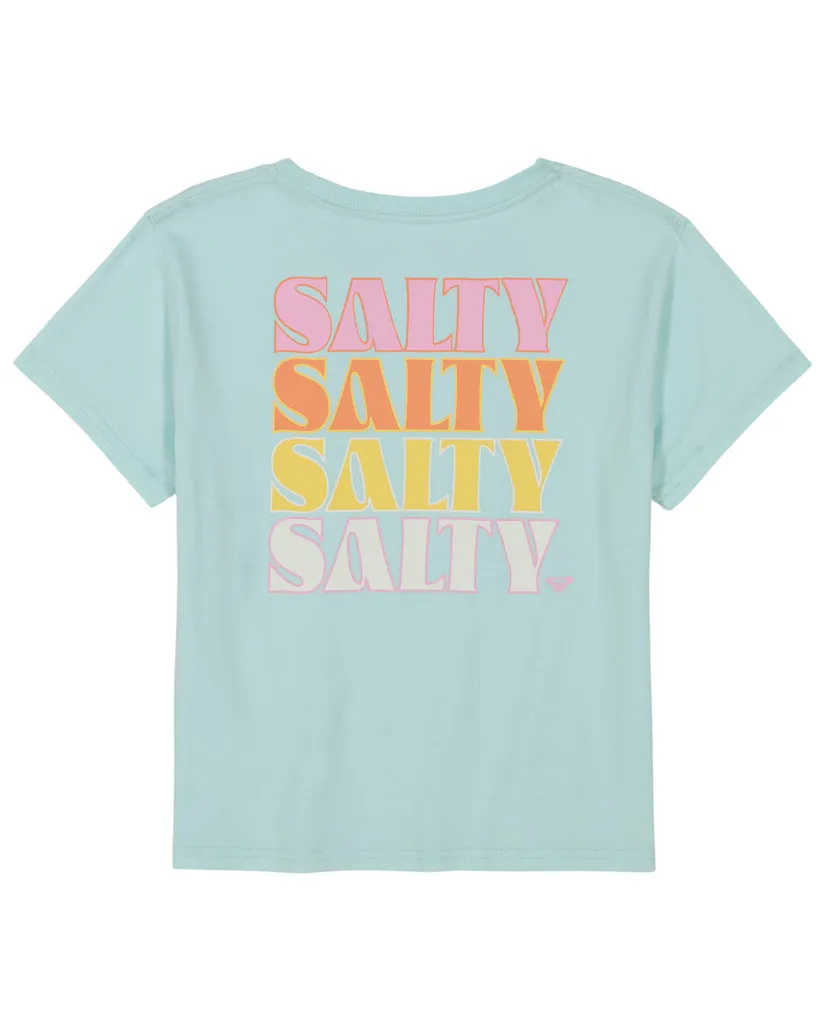 Roxy Girls Salty Stack Tee-Icy Morning