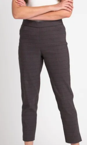 Roz & Ali Millennium Wine Plaid Pull On Ankle Pants