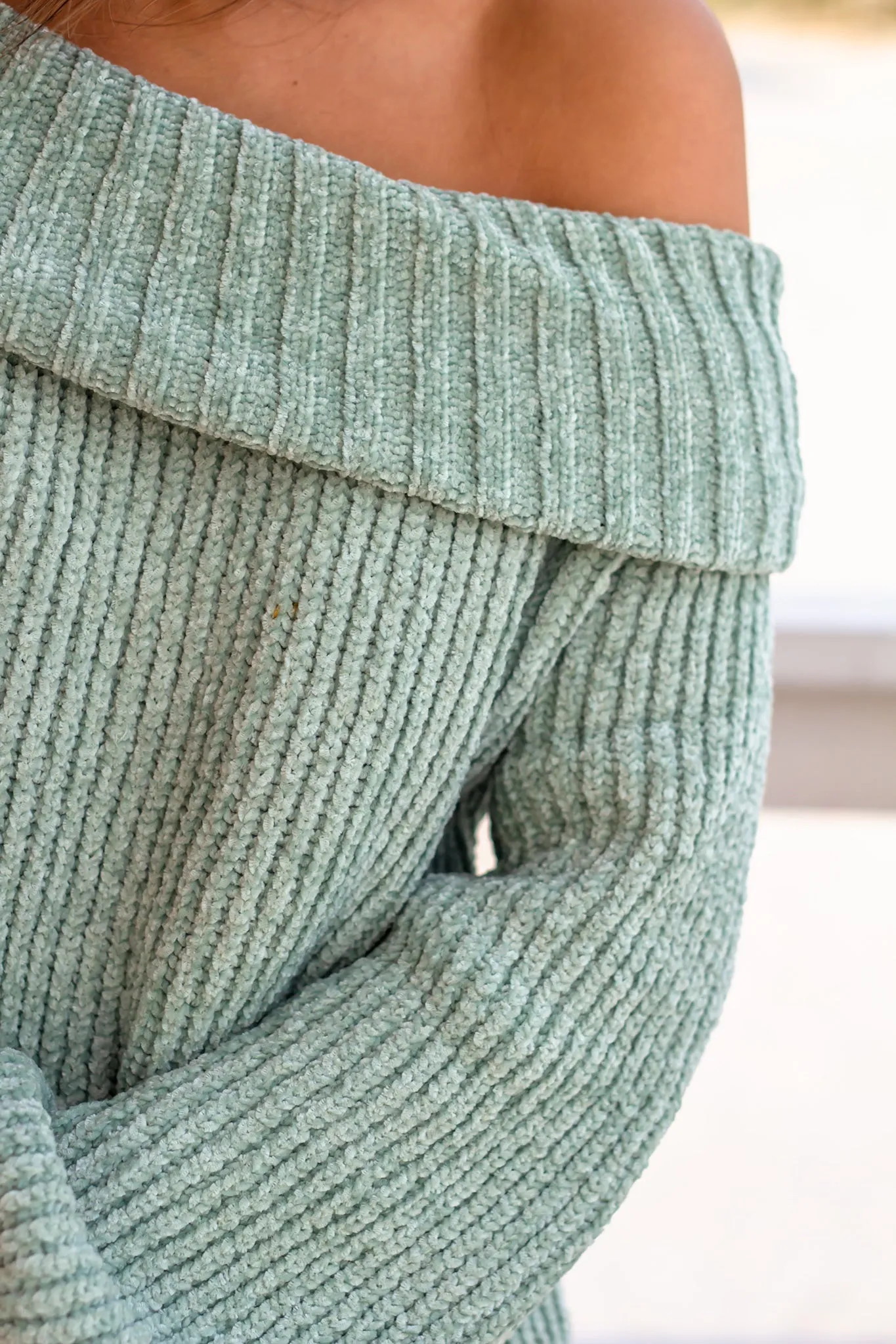 Sage Knit Off Shoulder Sweater