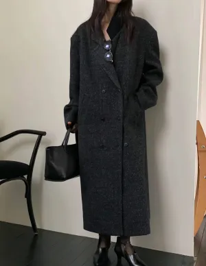SAIRA MARLED WOOL OVERCOAT DARK CHARCOAL