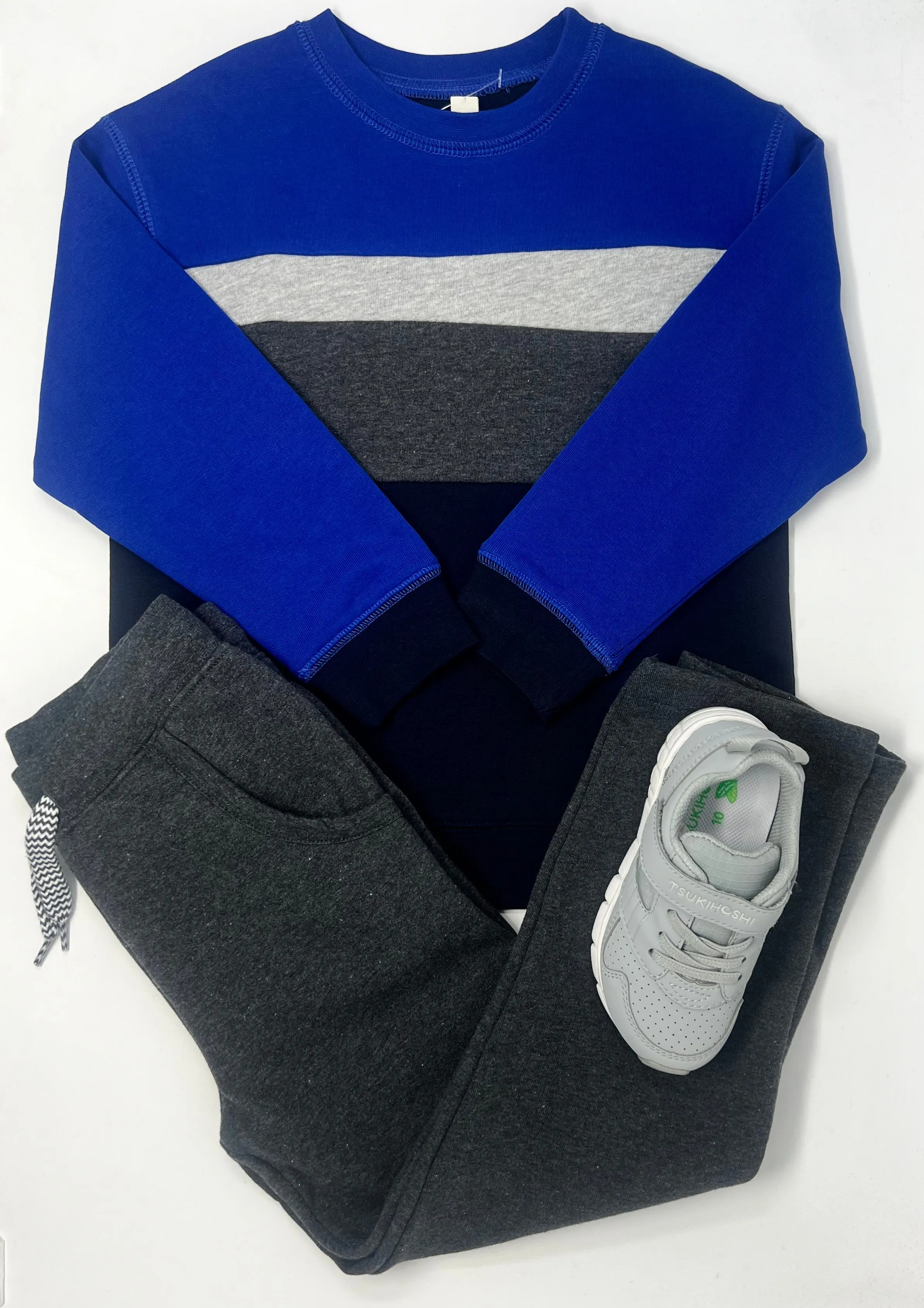 Salute Stripe Pull Over Panel Sweatshirt