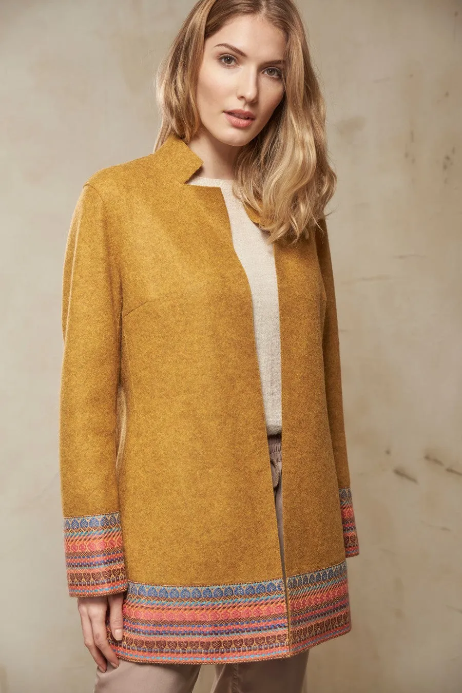 Sangria Coat Alpaca & Wool Color Senape