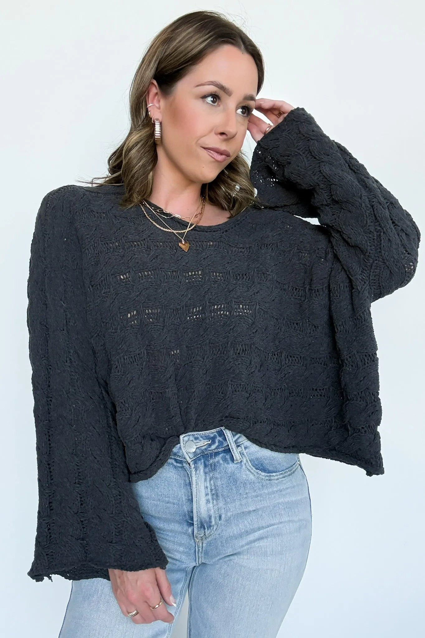 Sara Bell Sleeve Chenille Knit Sweater