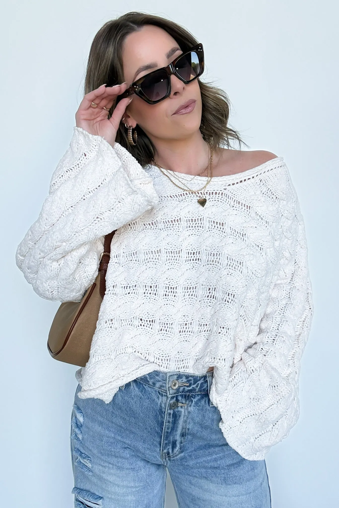 Sara Bell Sleeve Chenille Knit Sweater