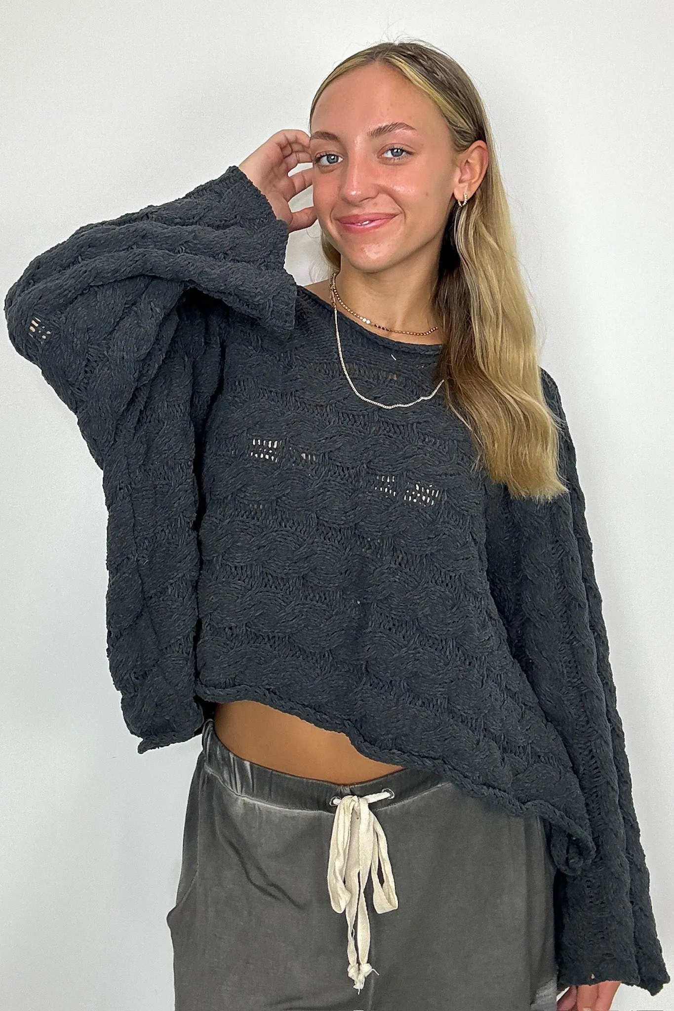 Sara Bell Sleeve Chenille Knit Sweater
