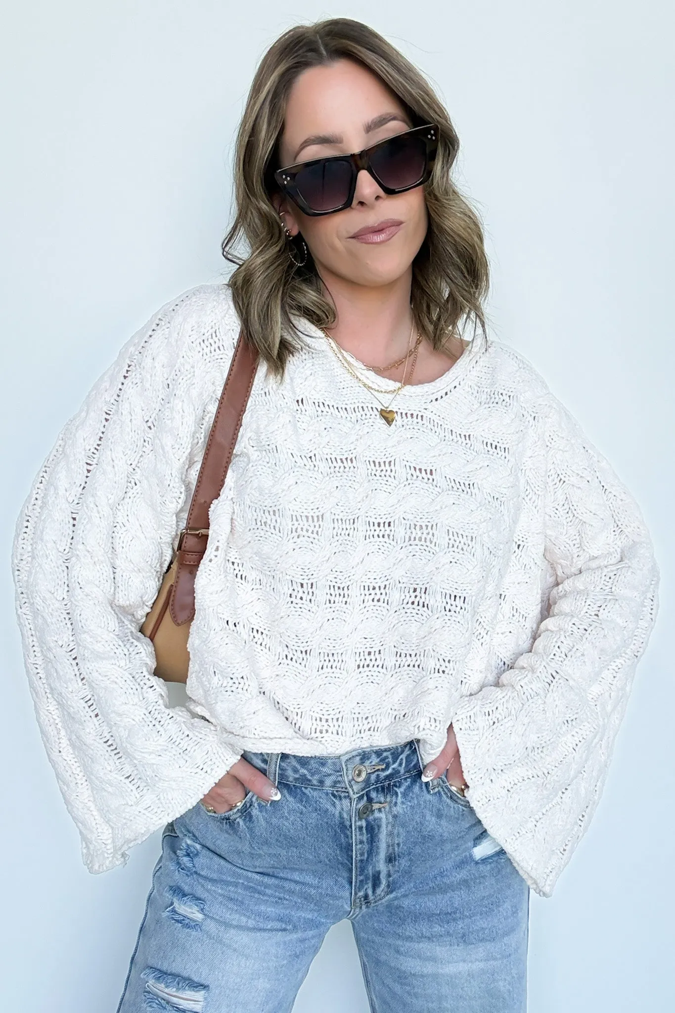 Sara Bell Sleeve Chenille Knit Sweater