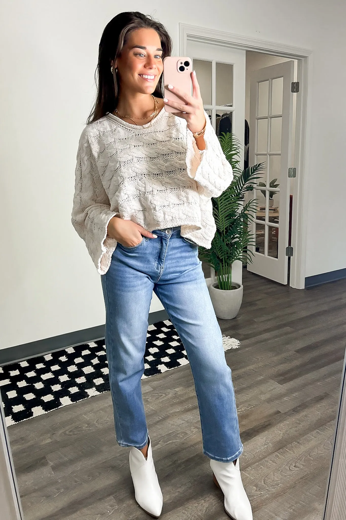 Sara Bell Sleeve Chenille Knit Sweater