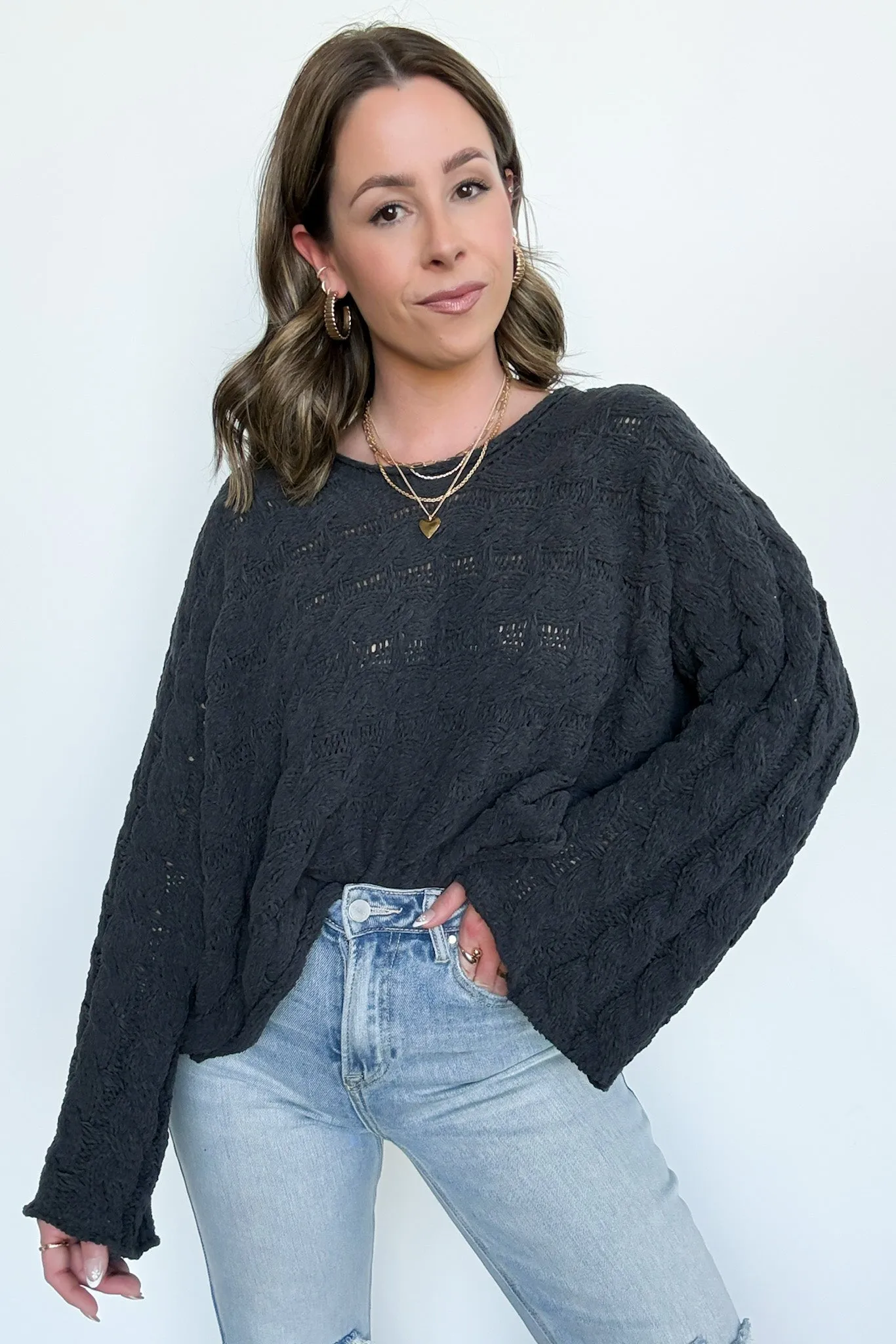 Sara Bell Sleeve Chenille Knit Sweater