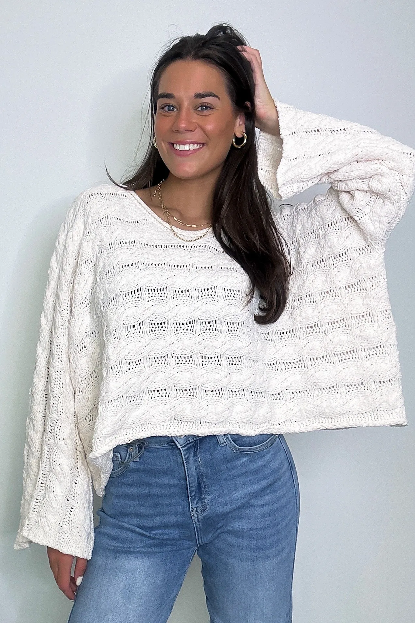 Sara Bell Sleeve Chenille Knit Sweater