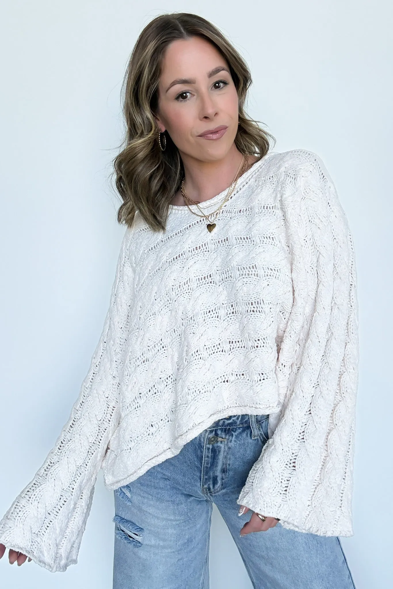 Sara Bell Sleeve Chenille Knit Sweater