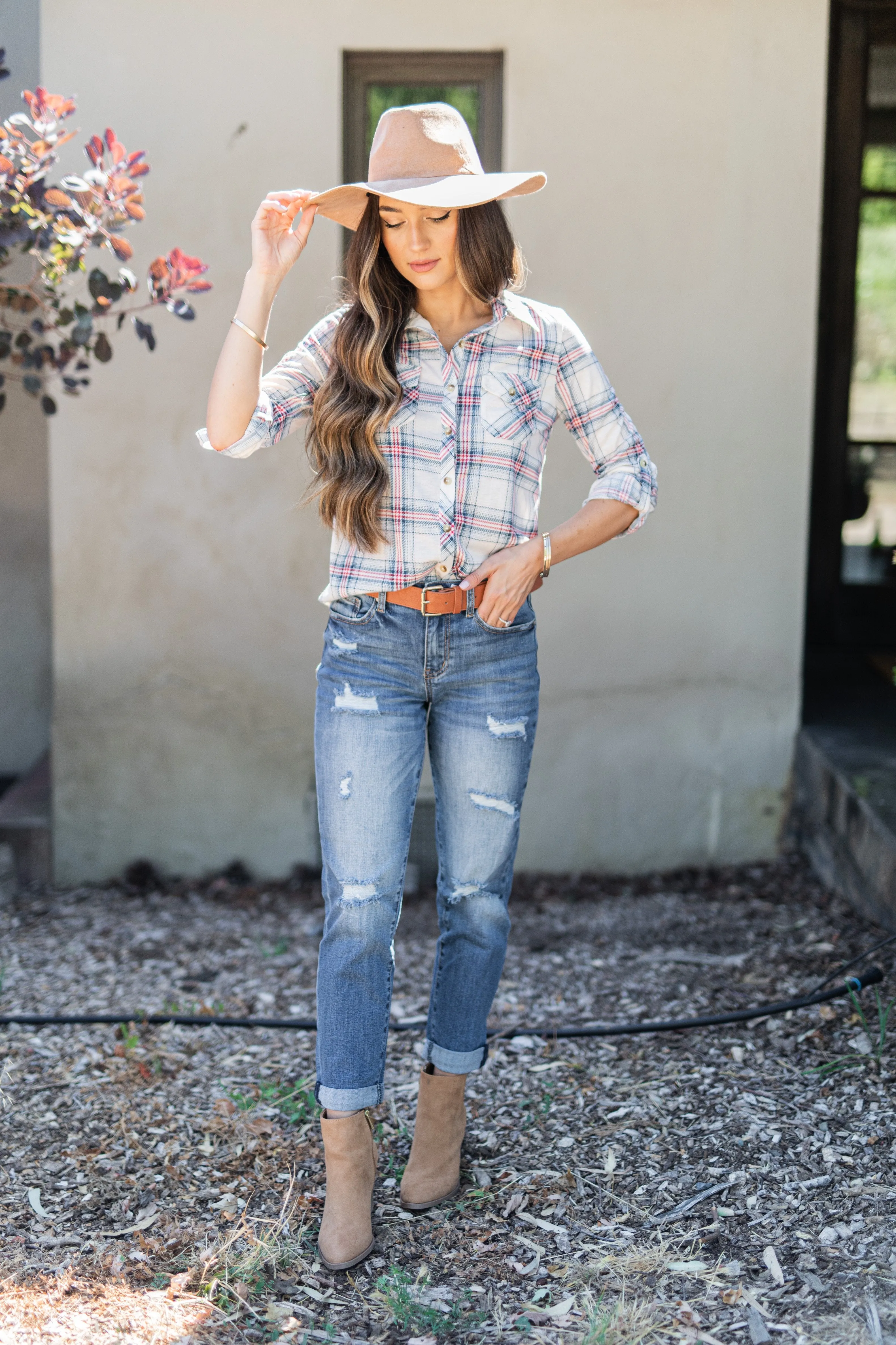 Save The Day Blue Plaid Button Down Top