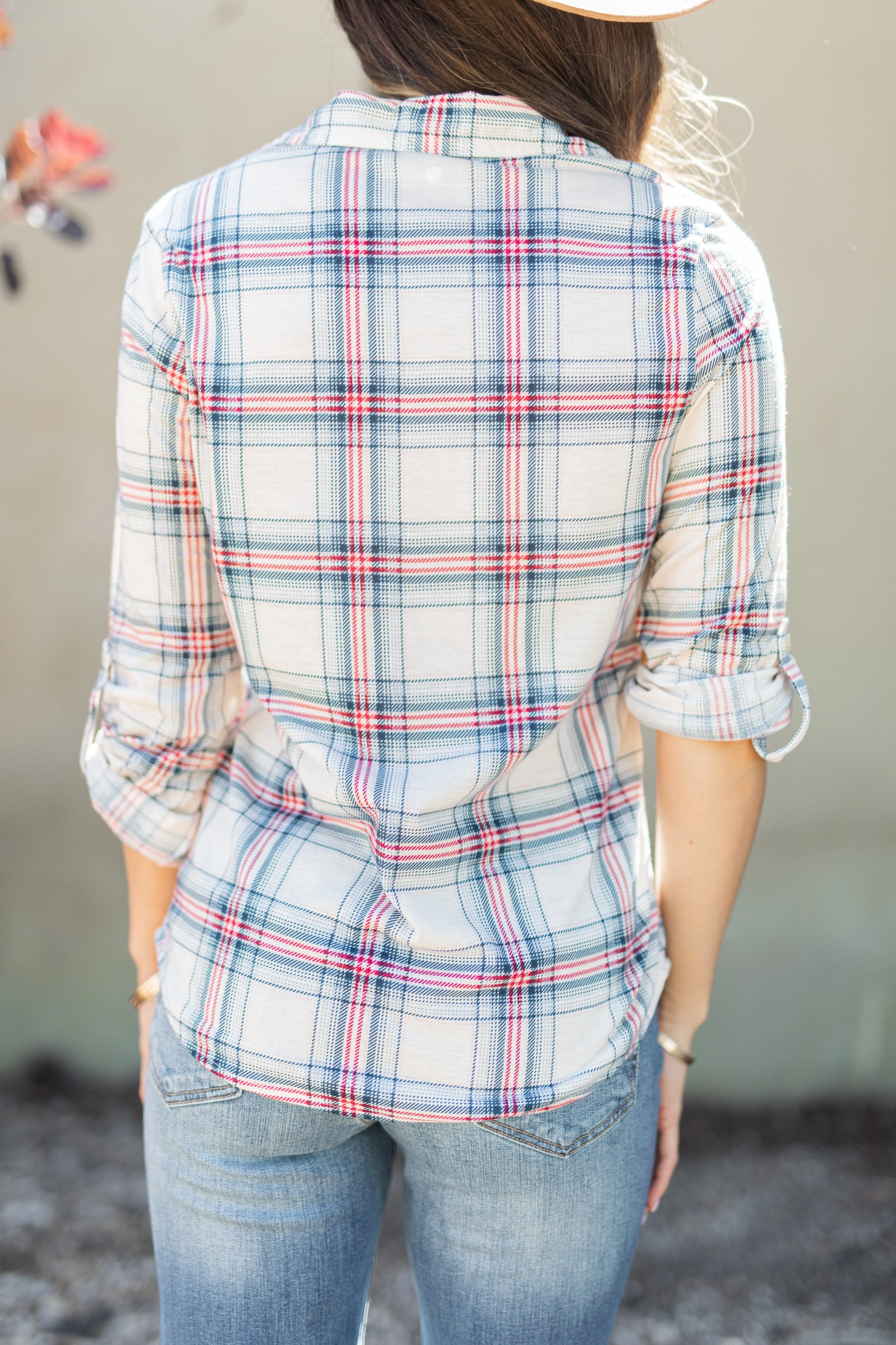 Save The Day Blue Plaid Button Down Top