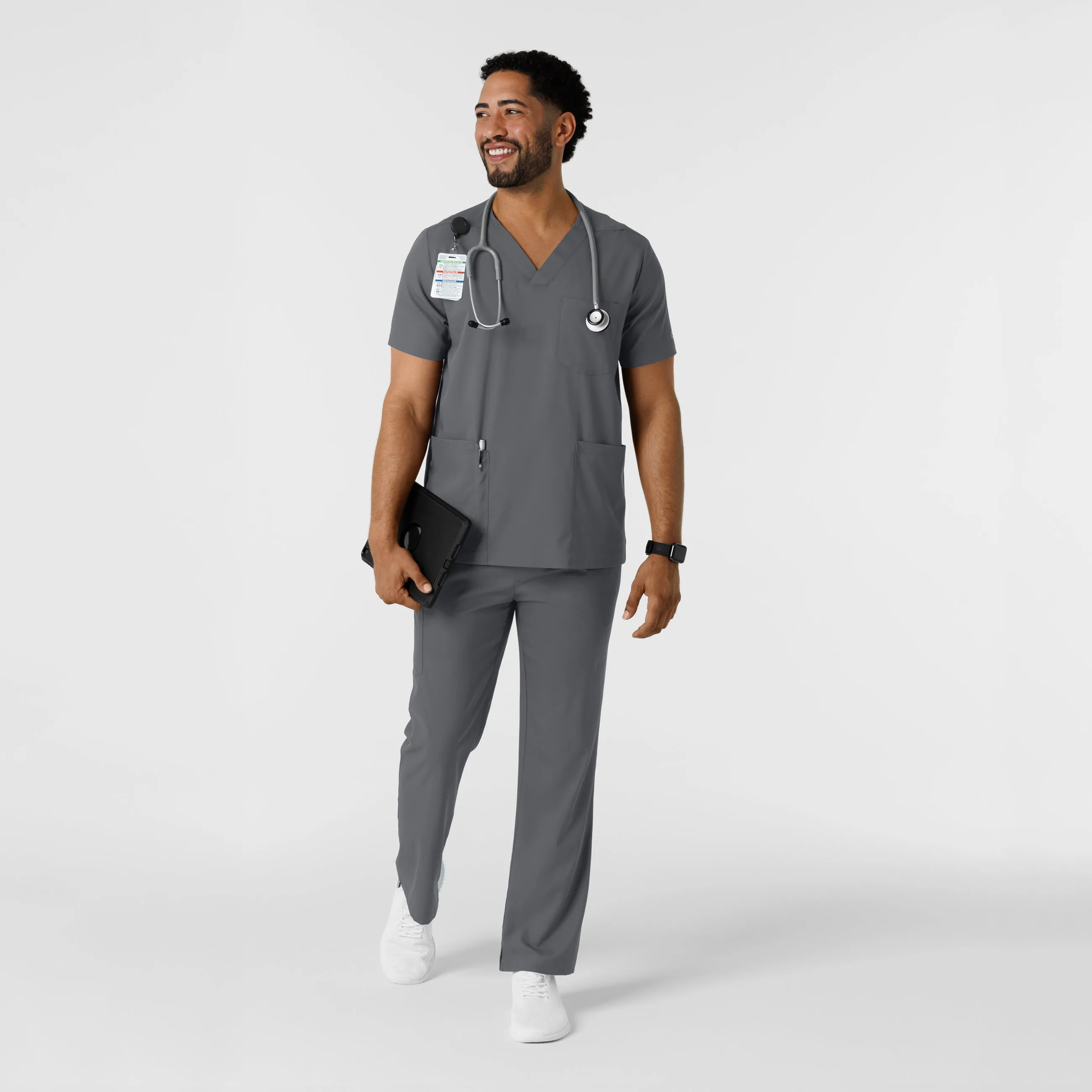 SCC Boundless Men's Multi Pocket V-Neck Scrub Top with Logo