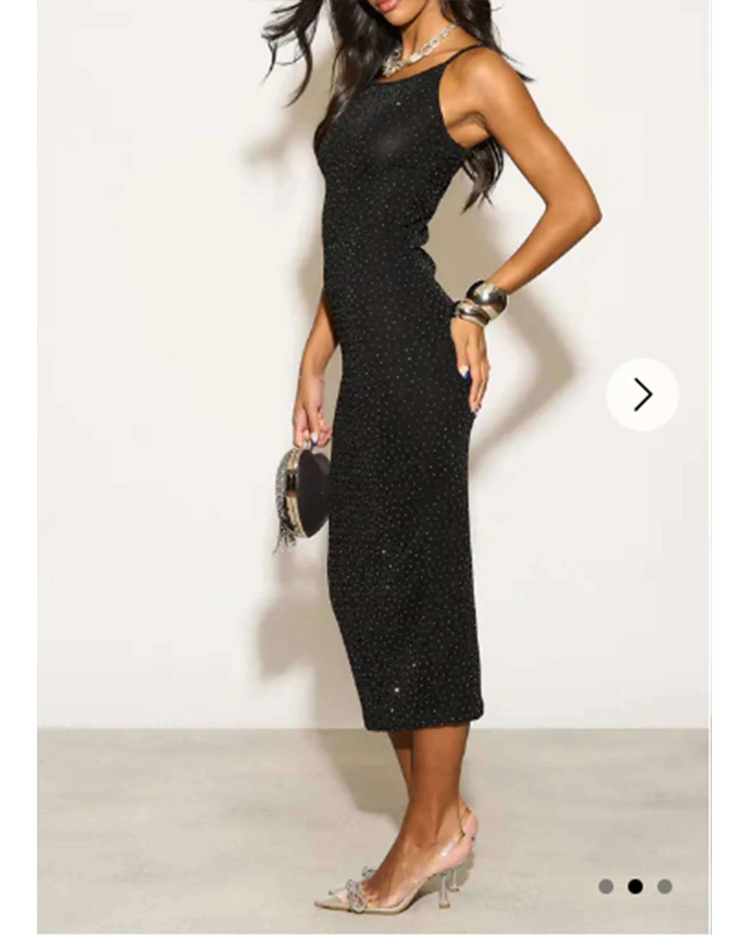 Scooped-neck sleeveless metallic-knit maxi dress in Black