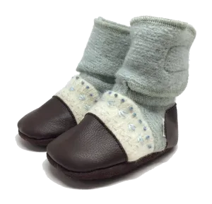 Sea Glass Embroidered Felted Wool Booties