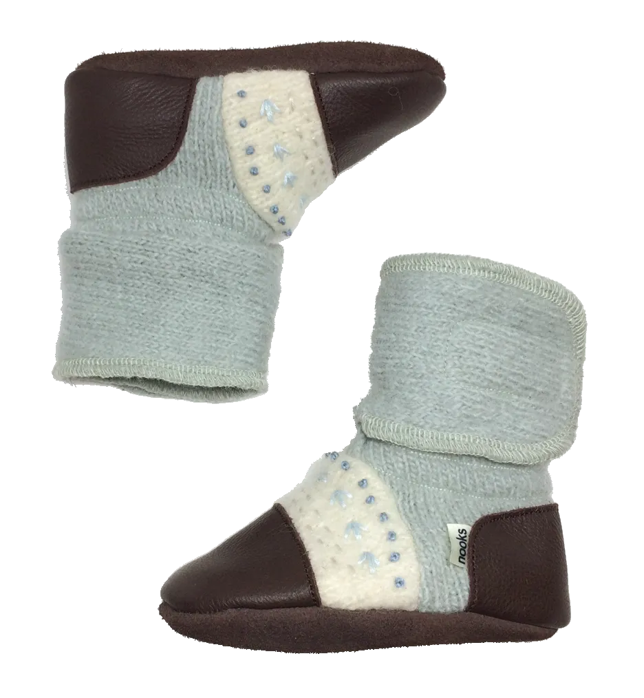 Sea Glass Embroidered Felted Wool Booties