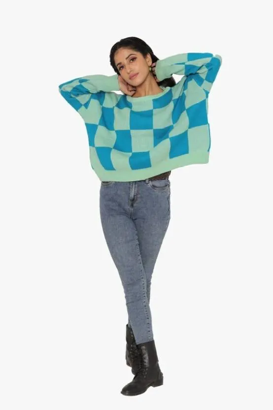 Sea Green Colorblock Sweater