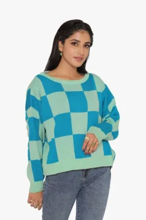 Sea Green Colorblock Sweater
