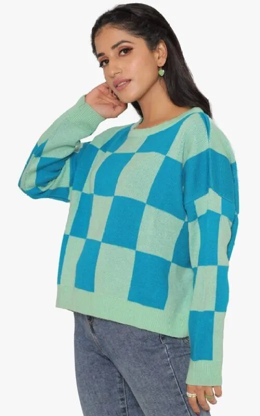 Sea Green Colorblock Sweater
