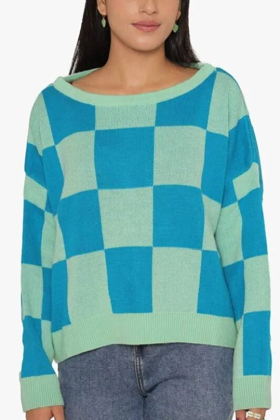 Sea Green Colorblock Sweater