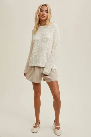 SEQUIN DETAIL RELAXED CROP POPCORN SWEATER