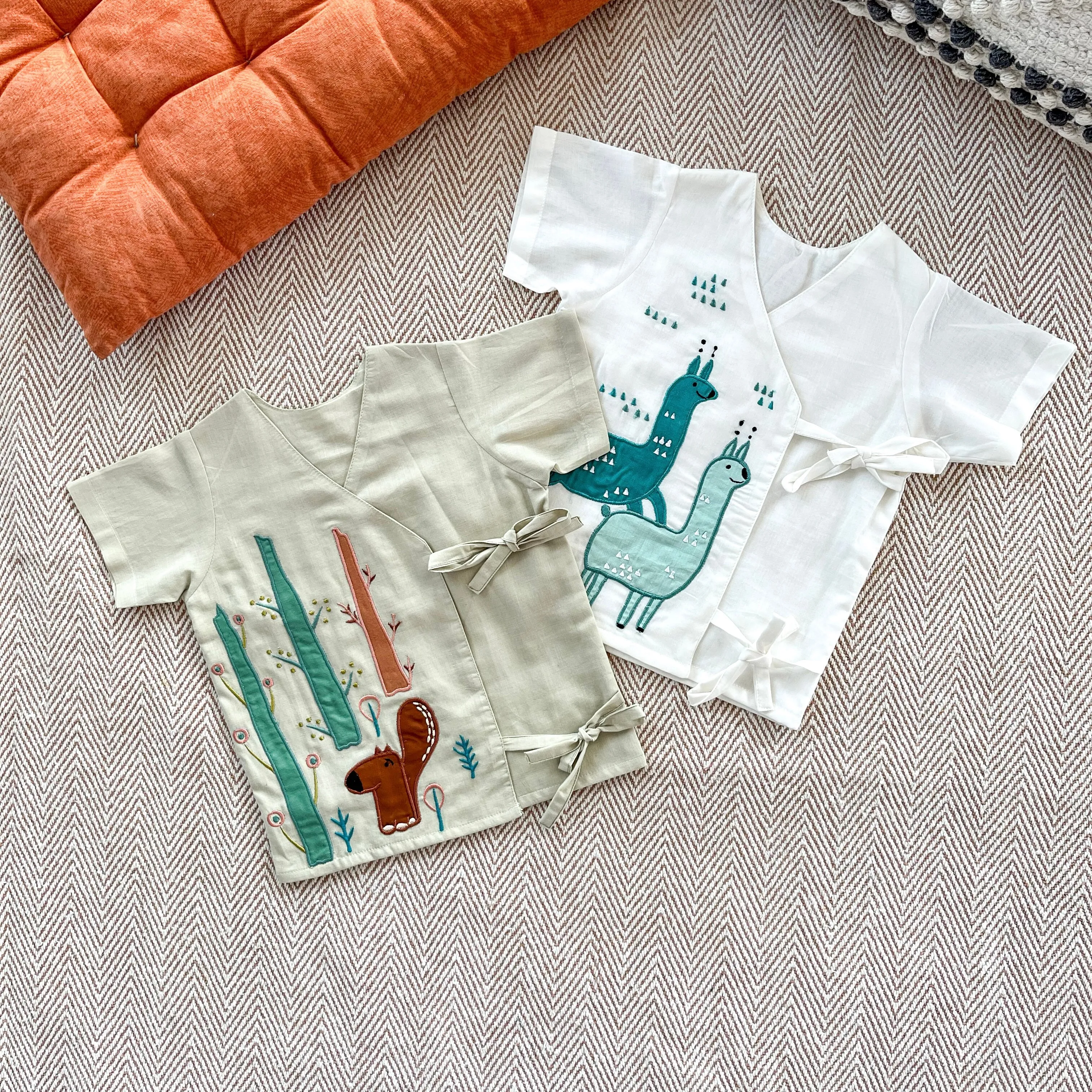 Set of two voile jhablas- Alpacas and Squirrel