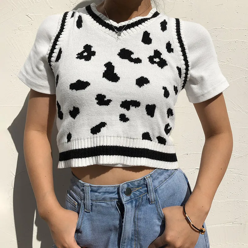 Sexy Wool Cami Crop Top Vest Milk Cow Knitting Outfit Knitwear Sweater 6672