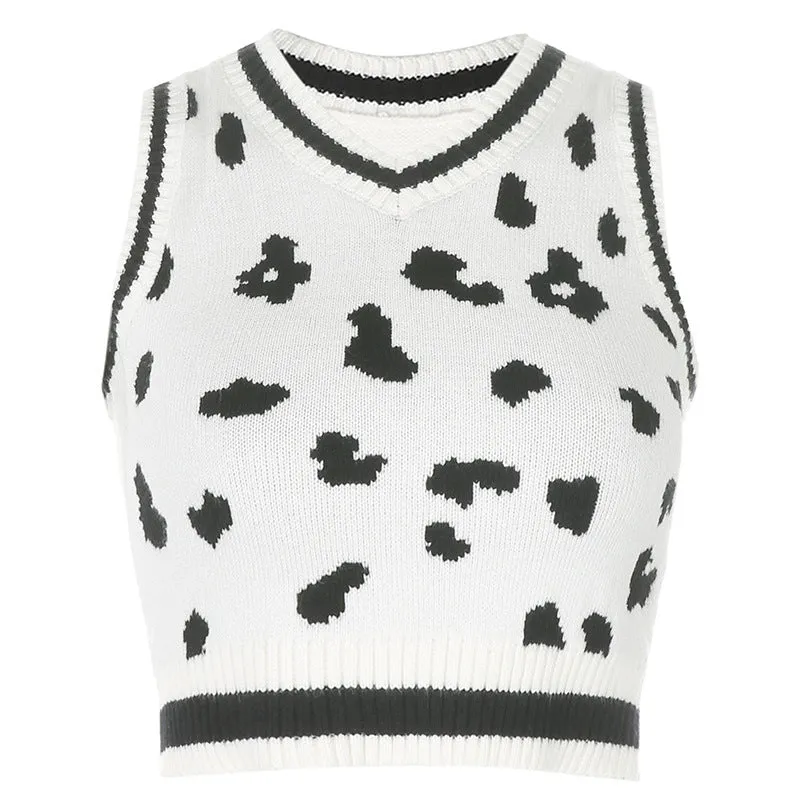 Sexy Wool Cami Crop Top Vest Milk Cow Knitting Outfit Knitwear Sweater 6672