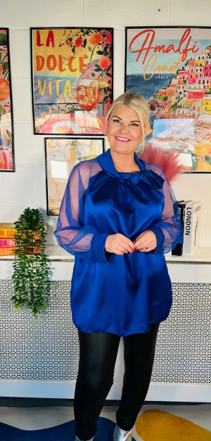 Sheridan Bow Blouse - Cobalt Blue