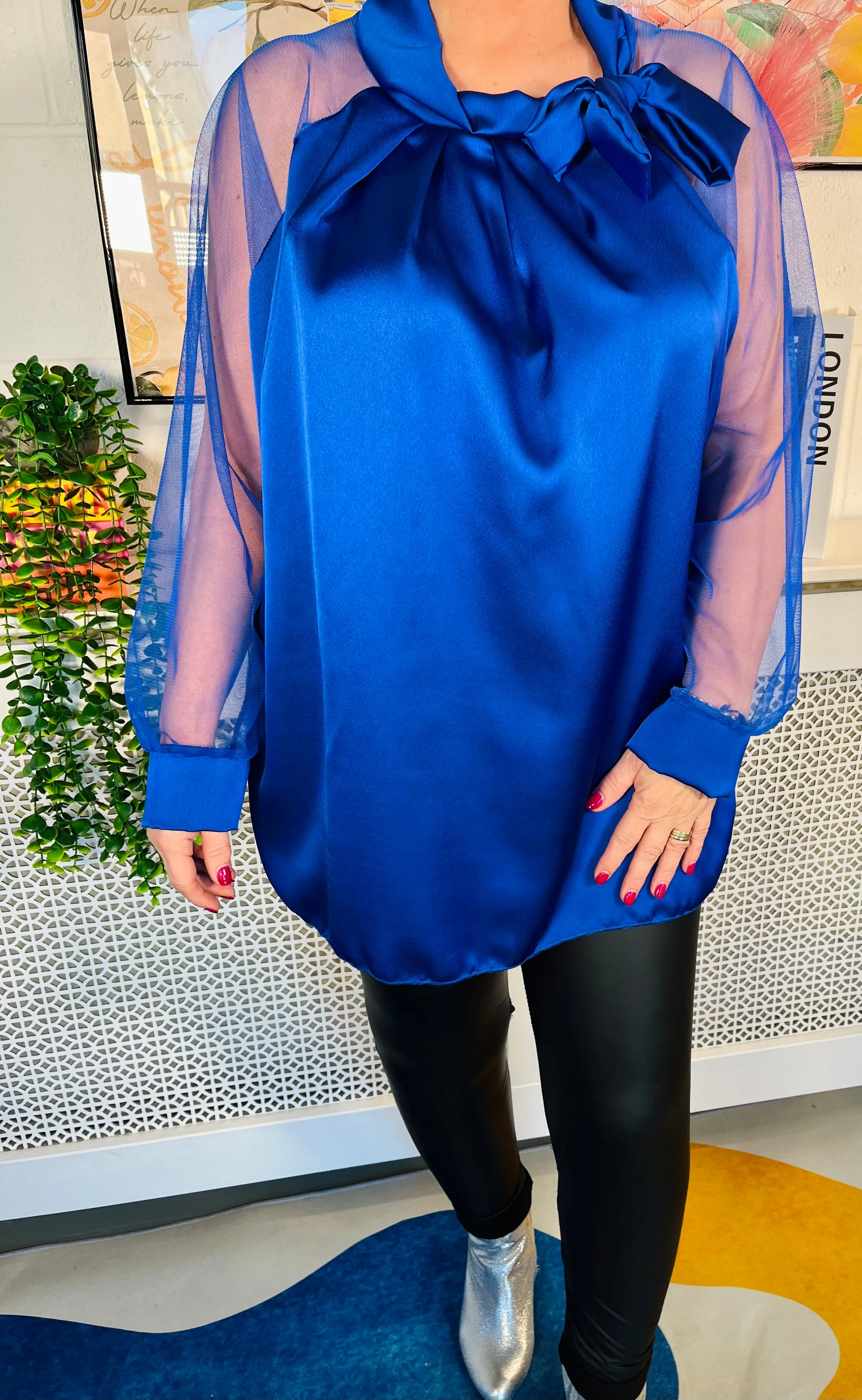 Sheridan Bow Blouse - Cobalt Blue