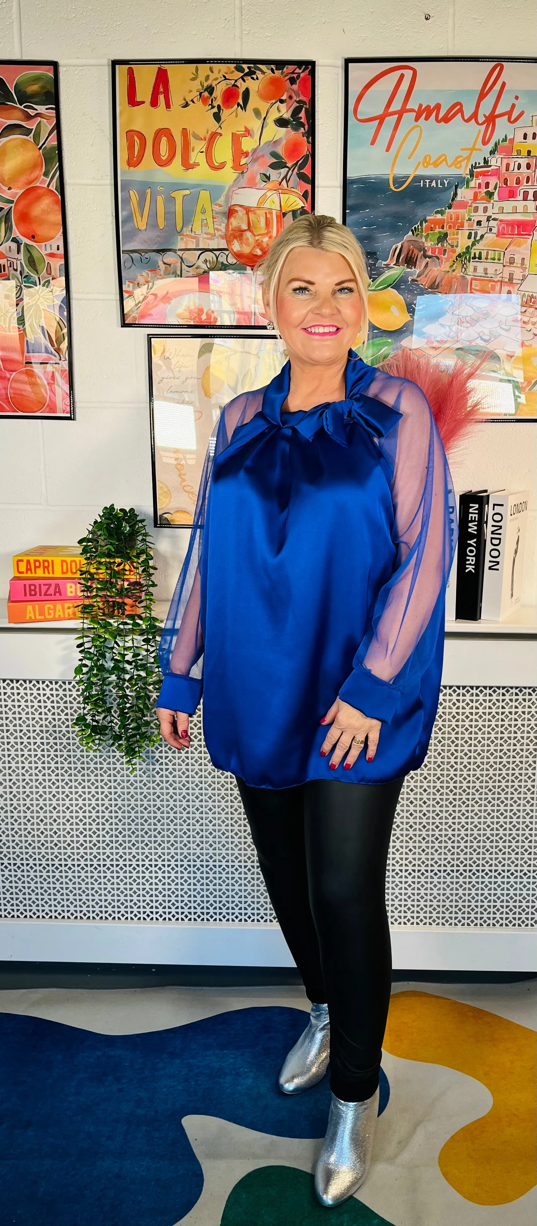 Sheridan Bow Blouse - Cobalt Blue
