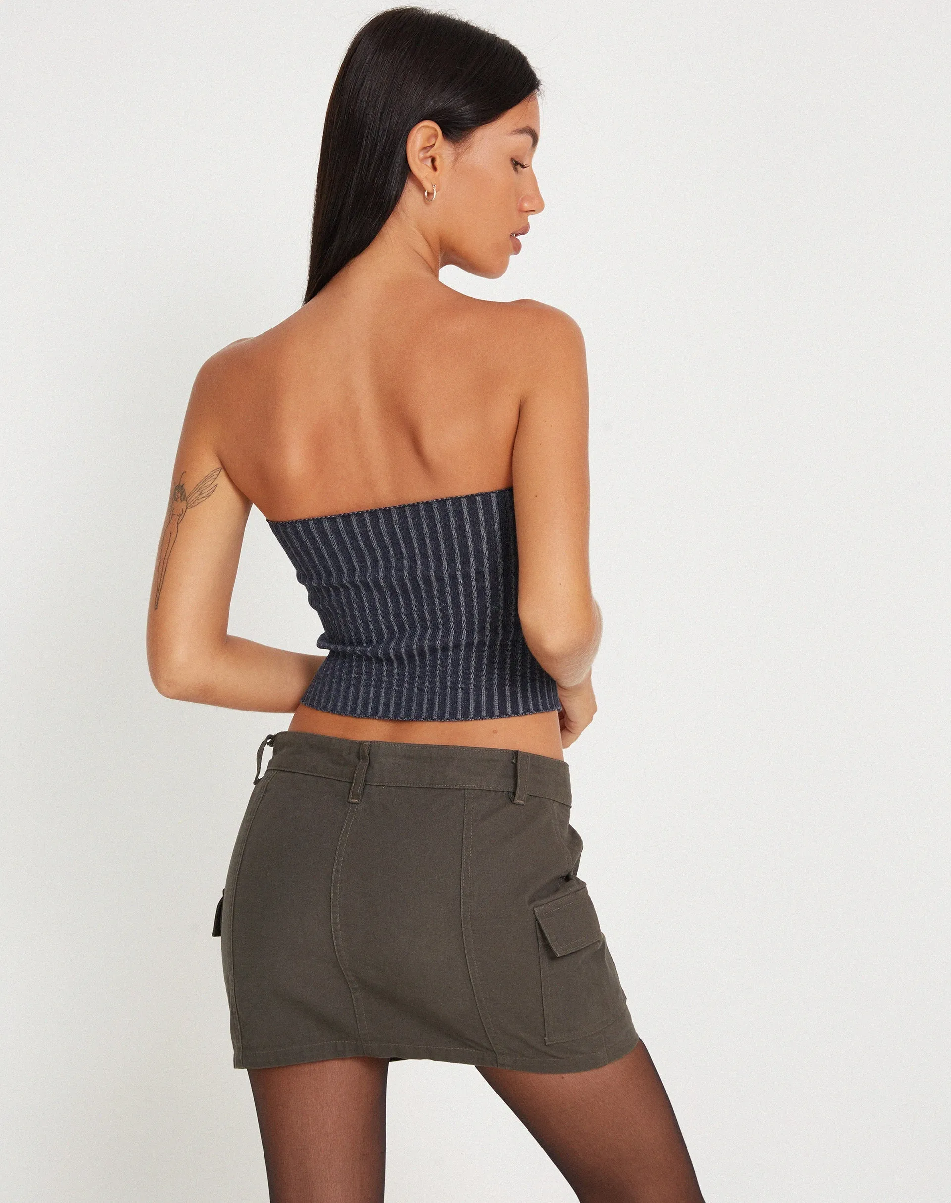 Sinan Bandeau Top in Navy