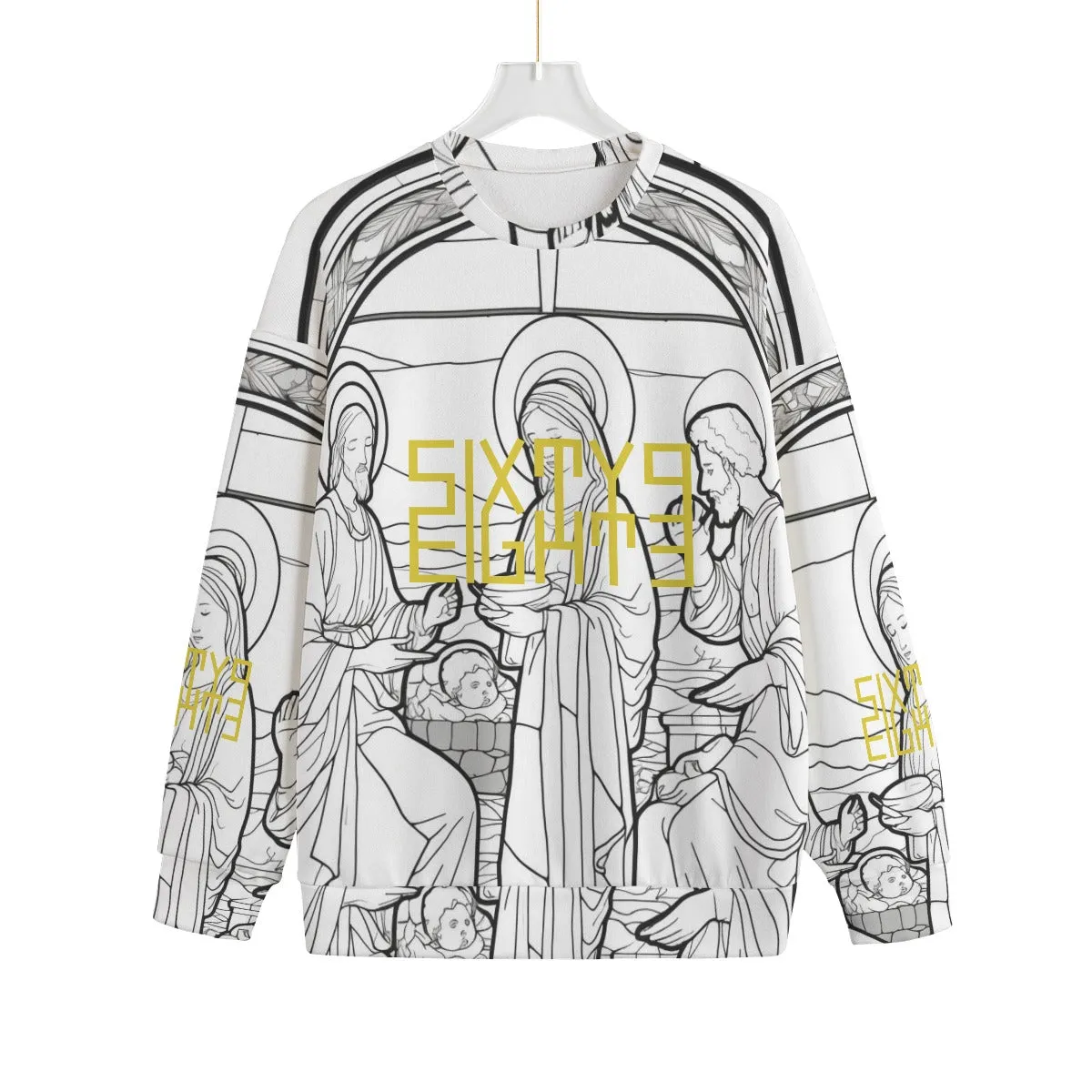Sixty Eight 93 Logo Gold Ugly Christmas Unisex Drop-Shoulder Knitted Fleece Sweater #8