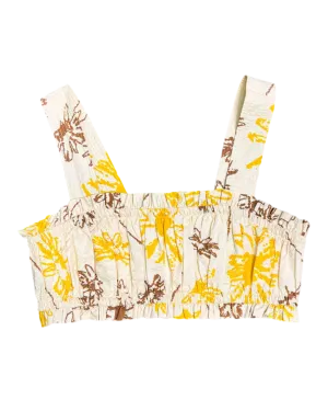 Size L | Lee Mathews Latte Digital Floral Print Seersucker Crop Top