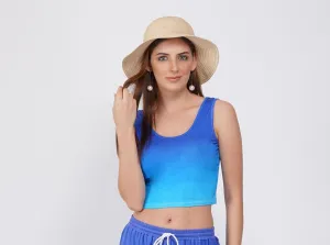 SLAY. Women's Blue to White Ombre Crop top