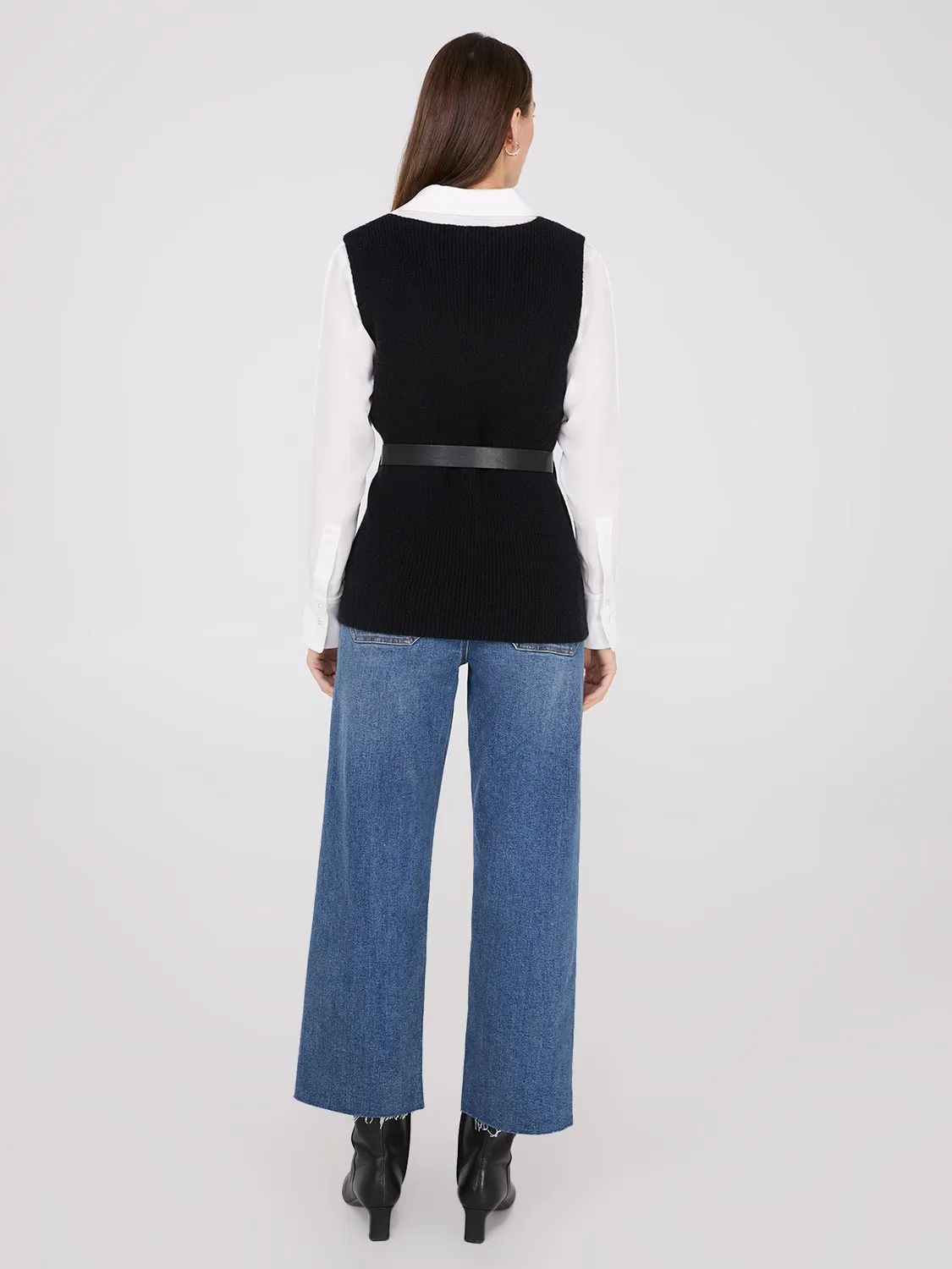 Sleeveless Belted Sweater Vest