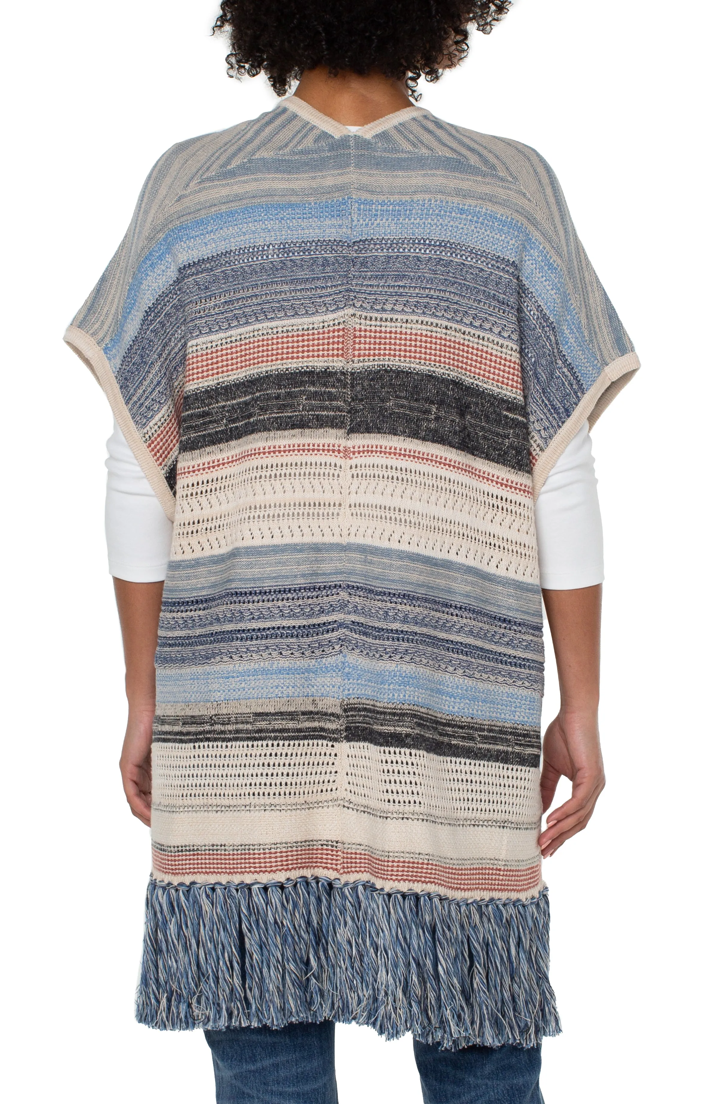 Sleeveless Cardigan Sweater with Fringe
