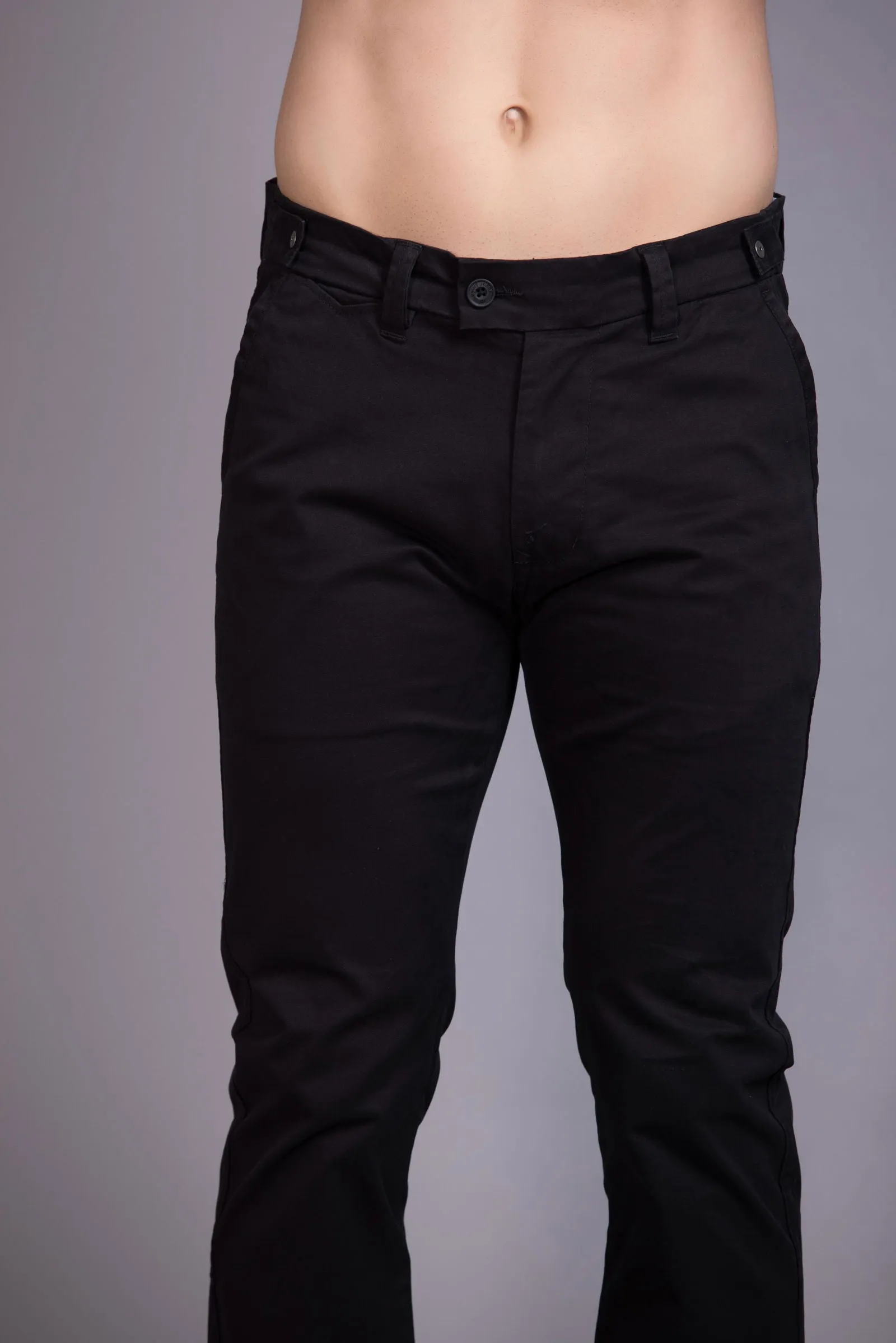 Slim fit cotton chinos-Black