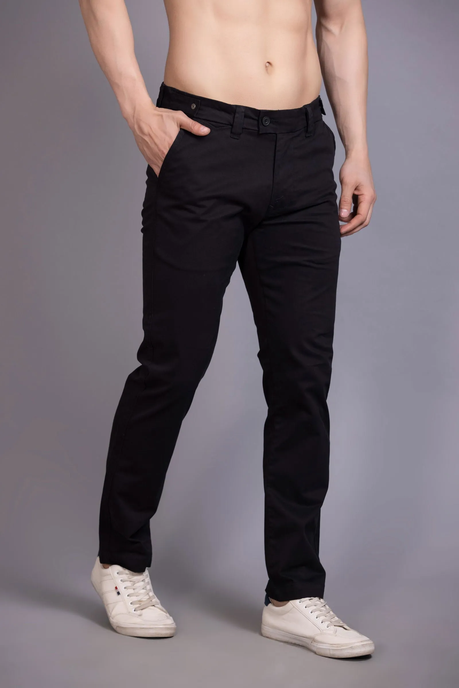 Slim fit cotton chinos-Black